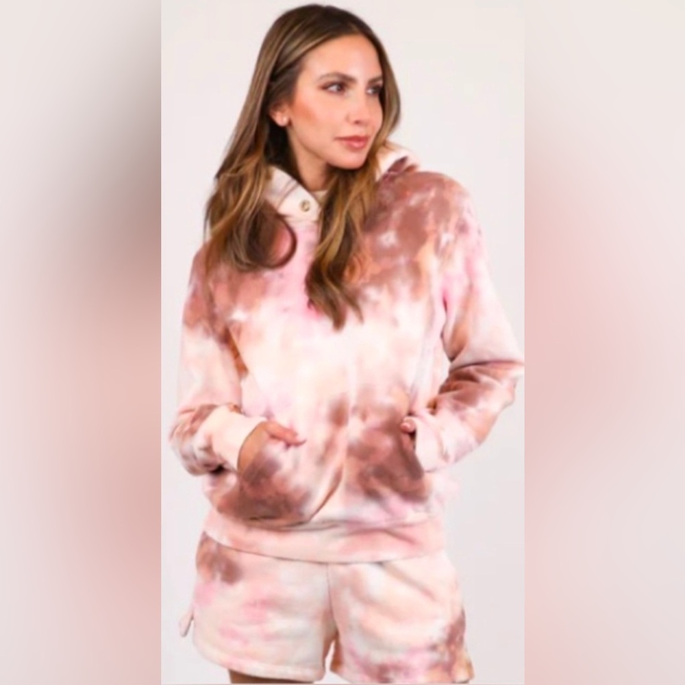 A.L.C. Pink and Brown Tie-Dye Hoodie